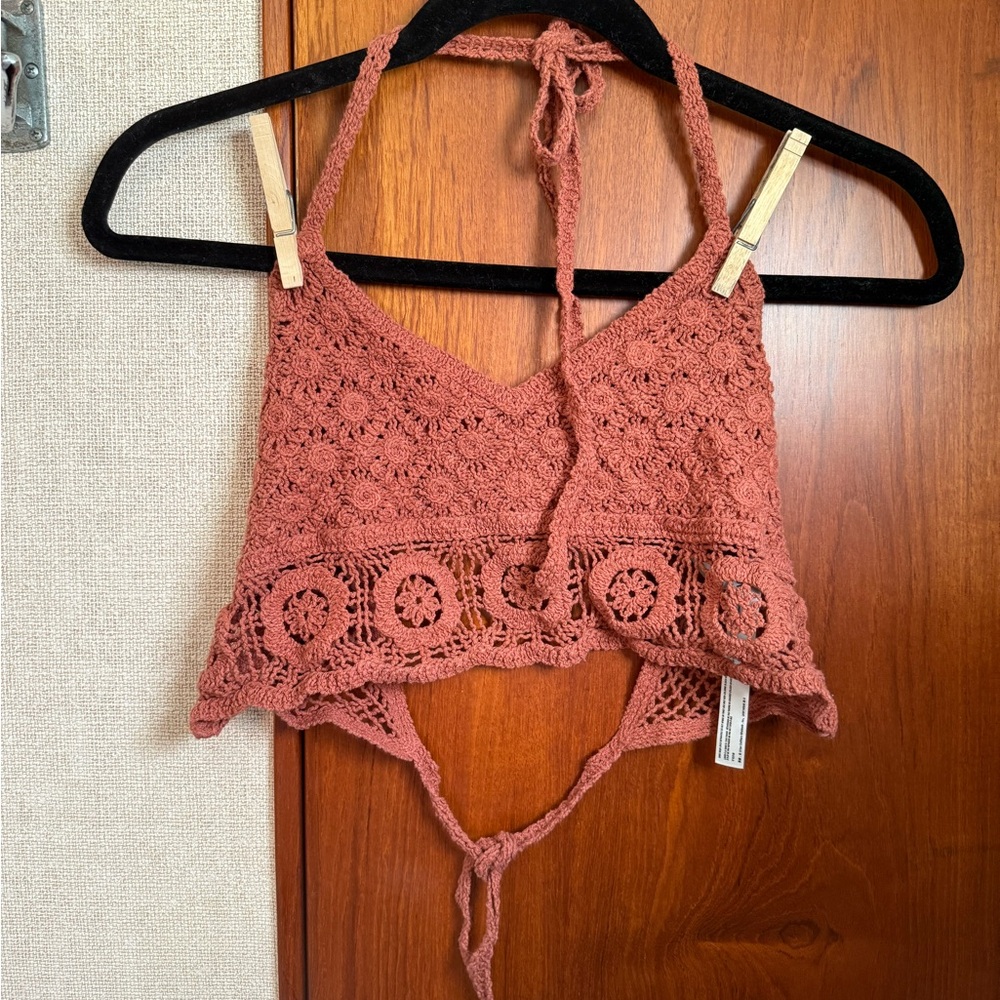 Free People Crochet Halter in Warm Terracotta